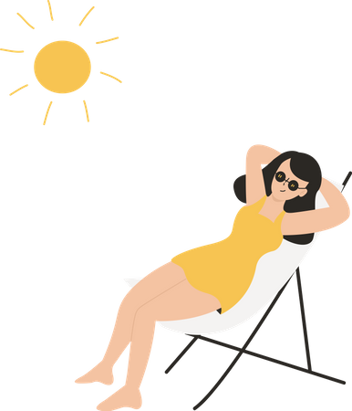Girl Sunbathing Illustration