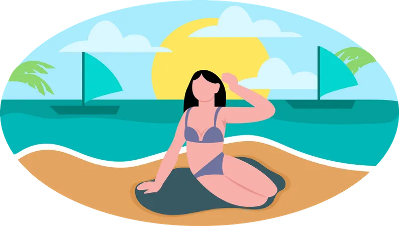Girl sunbathing  Illustration