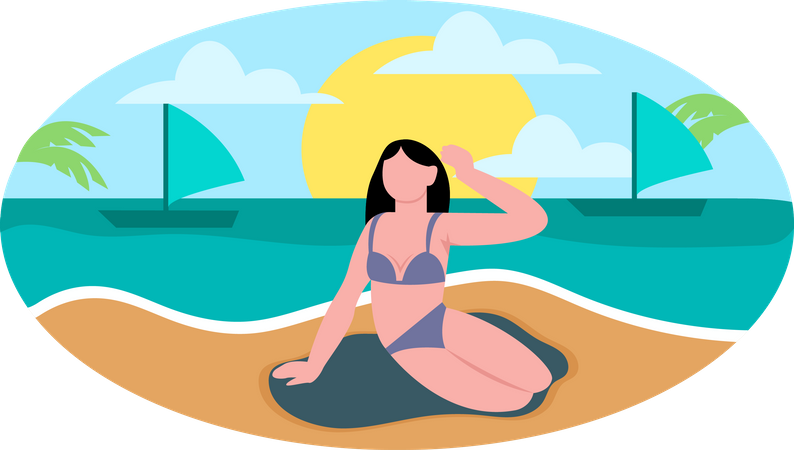 Girl sunbathing  Illustration