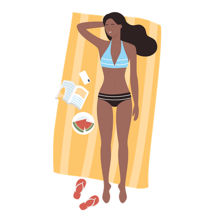 Girl sunbathing  일러스트레이션