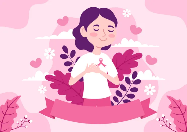 Girl support for breast cancer awareness  Illustration