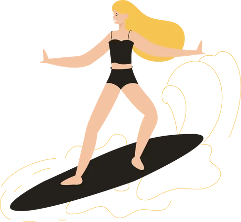 Girl surfing Illustration