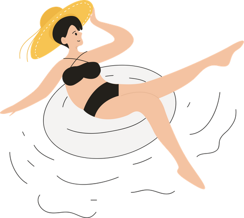 Girl swimming Illustration