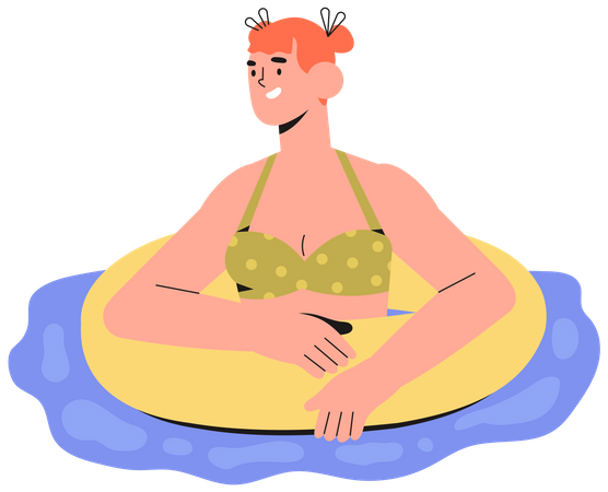 Girl swimming Illustration