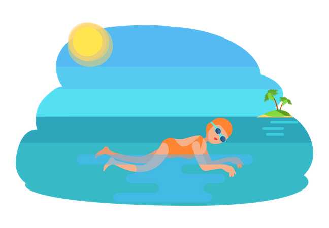 Girl swimming  Illustration