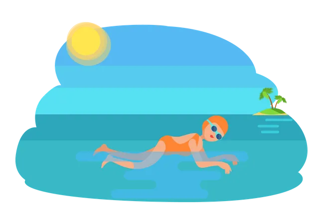 Girl swimming  Illustration