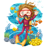 swimming under water illustration
