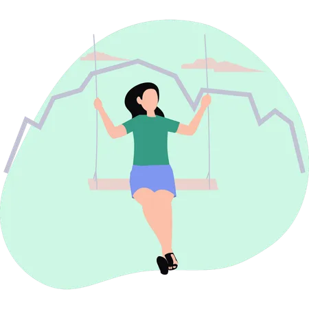 Girl swinging  Illustration