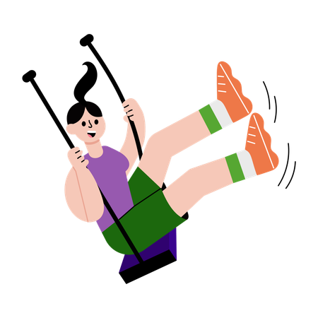 Girl swinging in park  Illustration