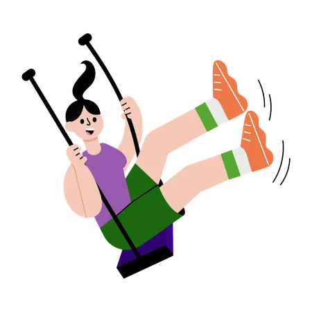 Girl swinging in park  Illustration