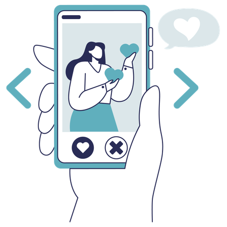 Girl Swiping Profile  イラスト