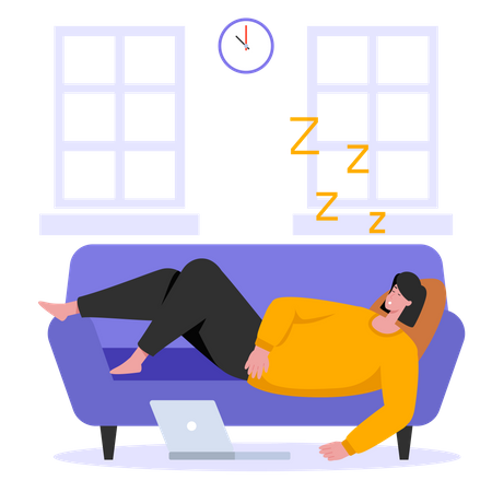 Girl Take a nap on sofa  Illustration
