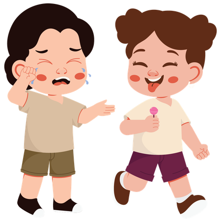 Girl Take Friend Candy  Illustration