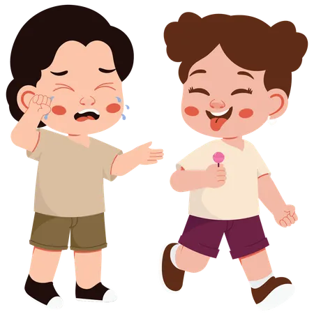 Girl Take Friend Candy  Illustration