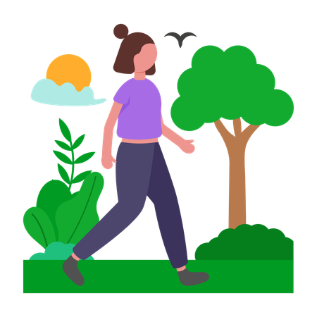 Girl Take midday outdoor breaks  Illustration