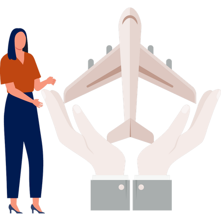 Girl takes flight insurance  Illustration