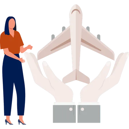 Girl takes flight insurance  Illustration