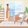 free girl alone at home illustrations