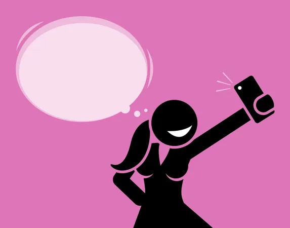 Girl taking a selfie photo with her phone camera Illustration