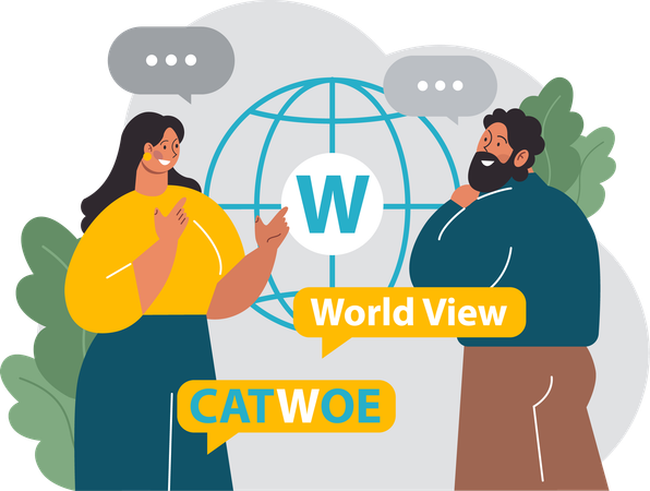 Girl taking about catwoe world view  Illustration