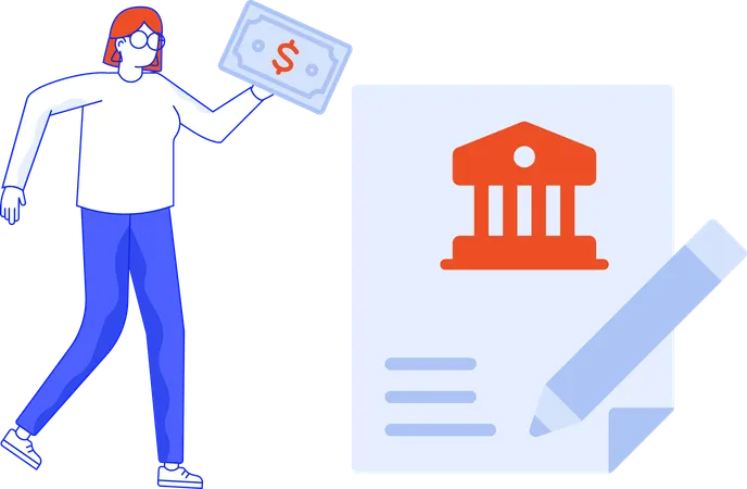 Girl taking Bank Loan for property  Illustration