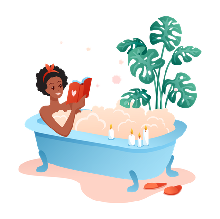 Girl Taking Bath  Illustration