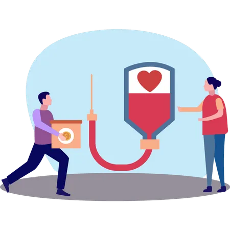 The Girl Is Taking Blood Donations Illustration