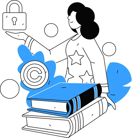 Girl taking book security  Illustration