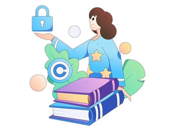 Girl taking book security  Illustration