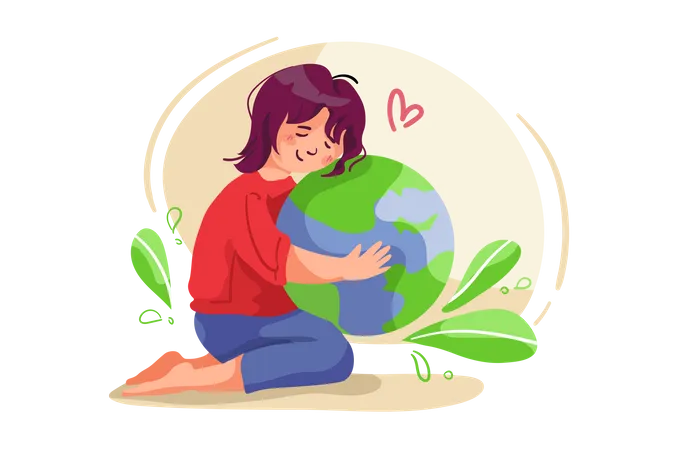 Girl taking care about nature  Illustration