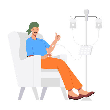 Girl taking Chemotherapy  Illustration