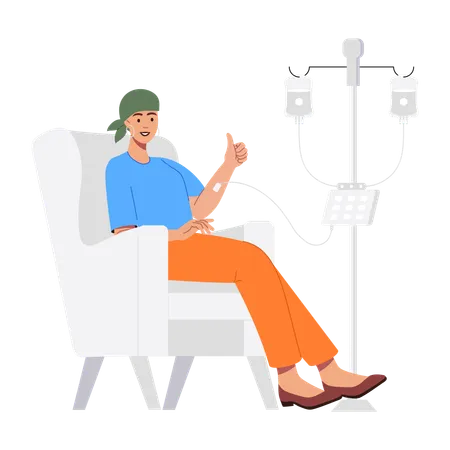 Girl taking Chemotherapy  Illustration