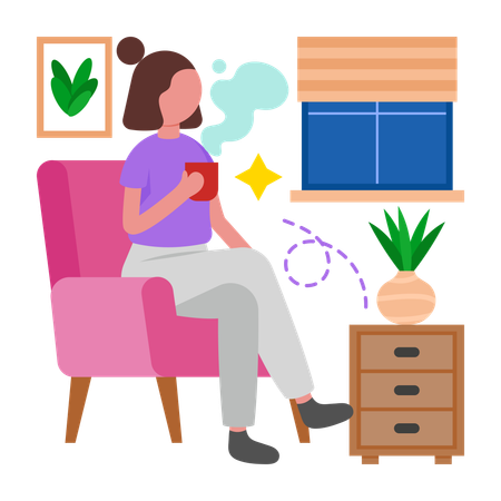 Girl taking Coffee Break  Illustration