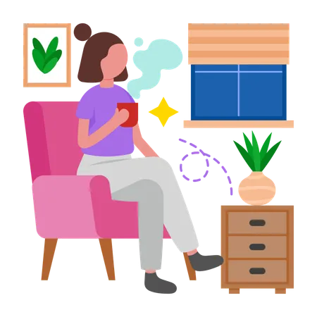 Girl taking Coffee Break  Illustration