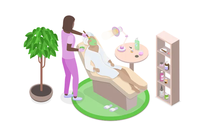 Girl taking Cosmetology Treatment  Illustration