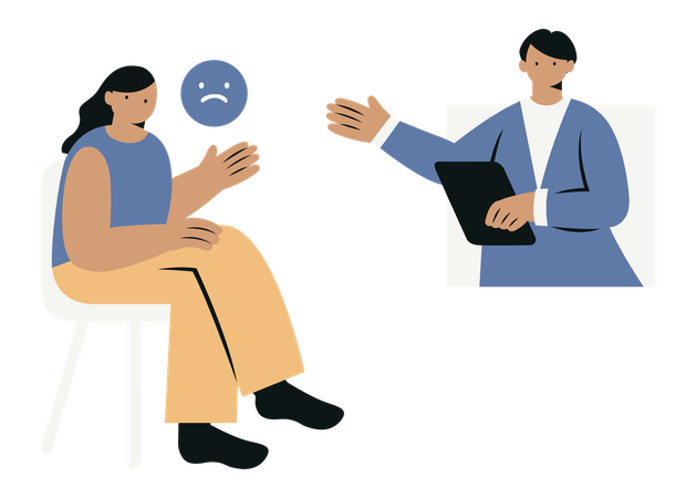 Girl taking Depression Counseling  Illustration