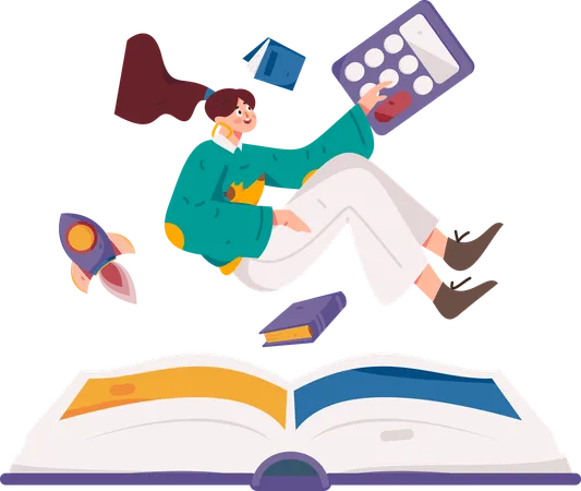 Girl taking education  Illustration