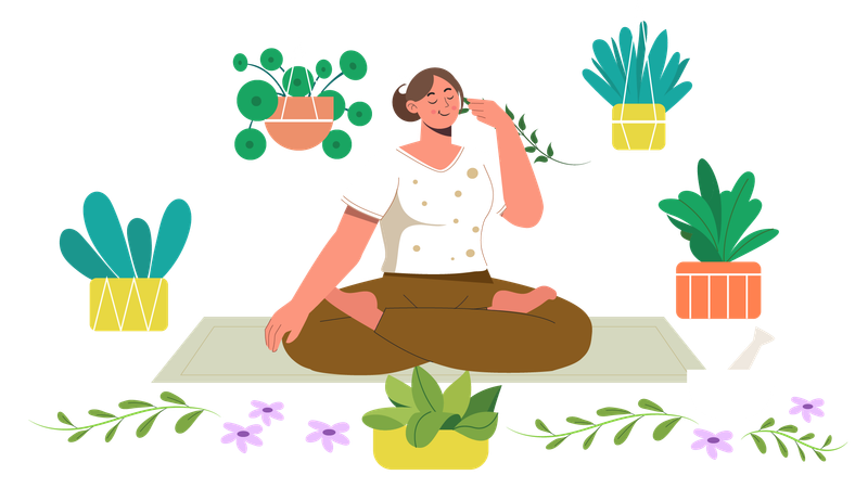 Girl taking herbal medicine  Illustration