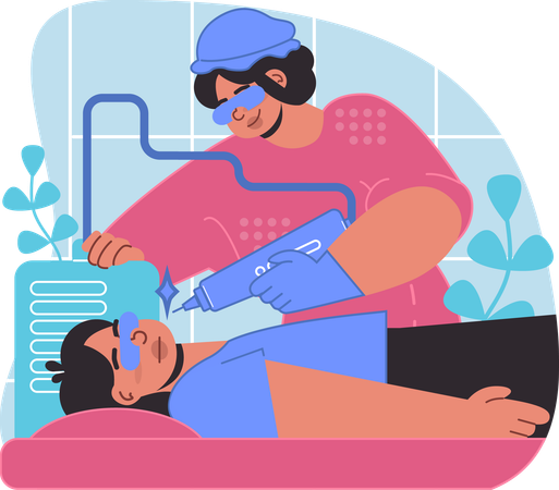 Girl taking laser treatment  Illustration