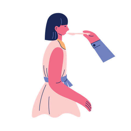 Girl taking medicine  Illustration