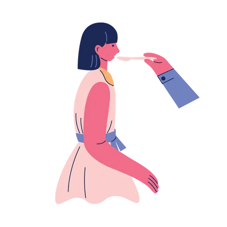 Girl taking medicine  Illustration