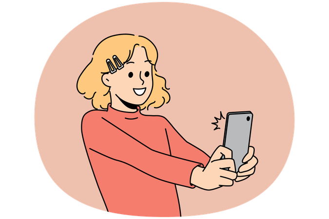 Girl taking  mobile selfie  Illustration