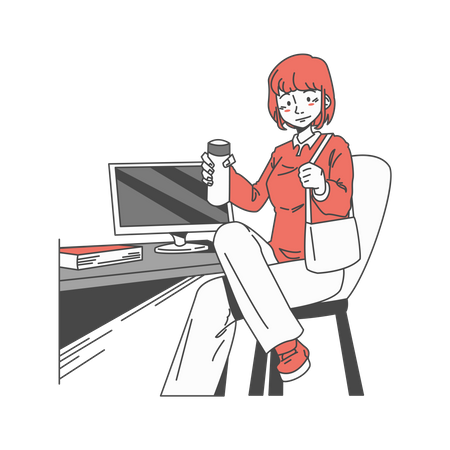 Girl taking Morning coffee  Illustration