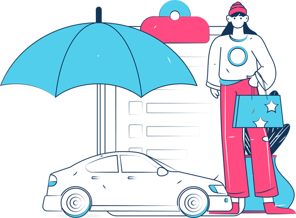 Girl taking motor insurance  Illustration