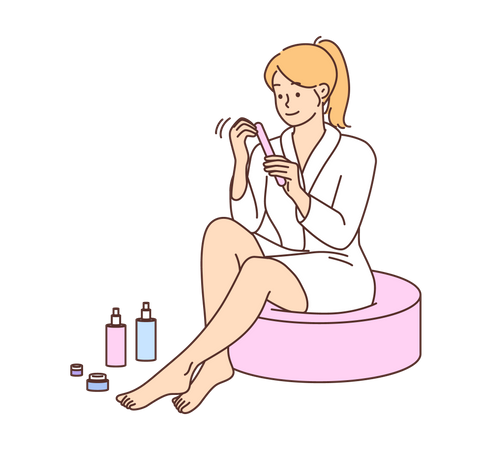 Girl taking nail care  Illustration