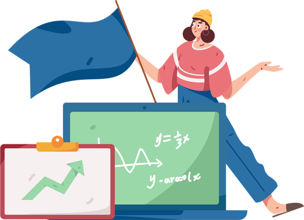 Girl taking Online class  Illustration