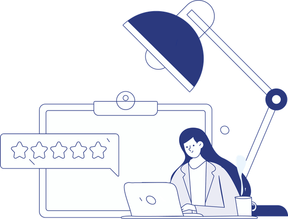 Girl taking Online class  Illustration