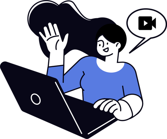 Girl taking online education  Illustration