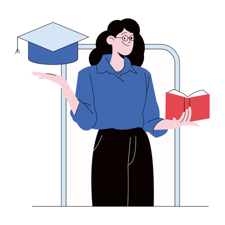 Girl taking online education  Illustration