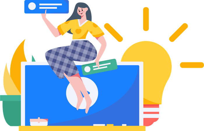 Girl taking online lecture  Illustration